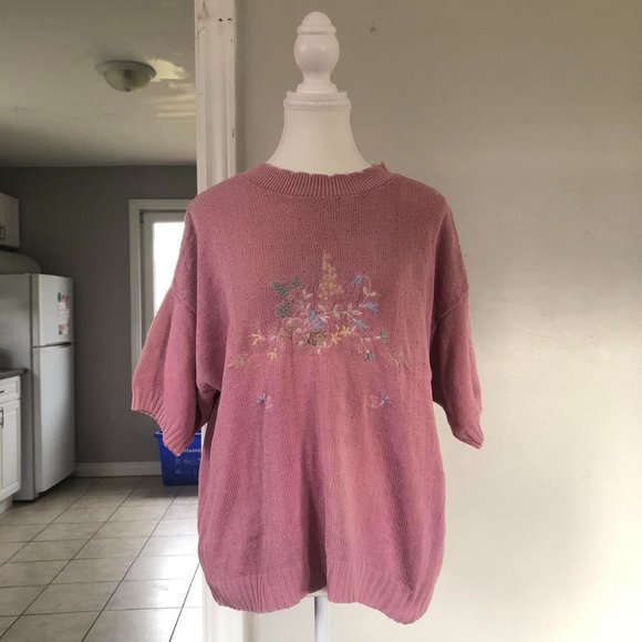 Carly Blake pink embroidered sweater top - Picture 1 of 4